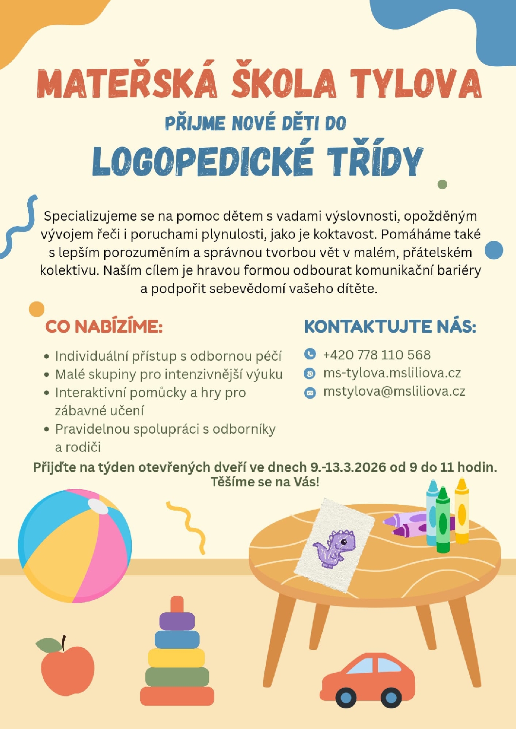 Logopedická třída na našem odloučeném pracovišti - skvělá volba pro děti s vadami řeči